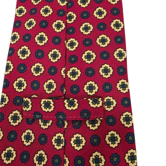 Faconnable Men Tie Necktie Designer Luxury Red Yellow Geometric Corporate Casual - Picture 5 of 13